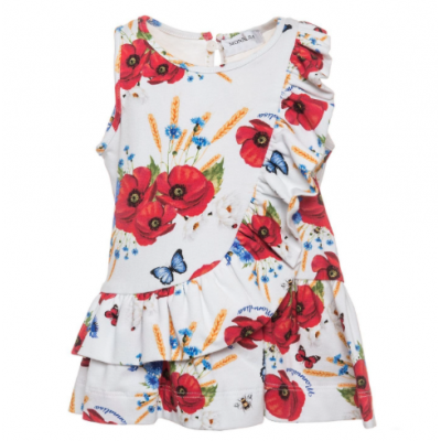 Jurk Flowers Ruche Monnalisa 313920-3601 Jurk Flowers Ruche Monnalisa 313920-3601